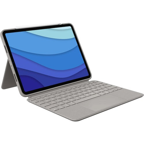 Logitech Combo Touch Keyboard/Cover Case for 32.8 cm (12.9") Apple iPad Pro (5th Gen) - Sand