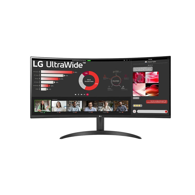 LG 34WR50QC-B 34" QHD UltraWide VA Curved Monitor, 3440x1440, 5ms, 100Hz, 2xHDMI, DP, Tilt, VESA