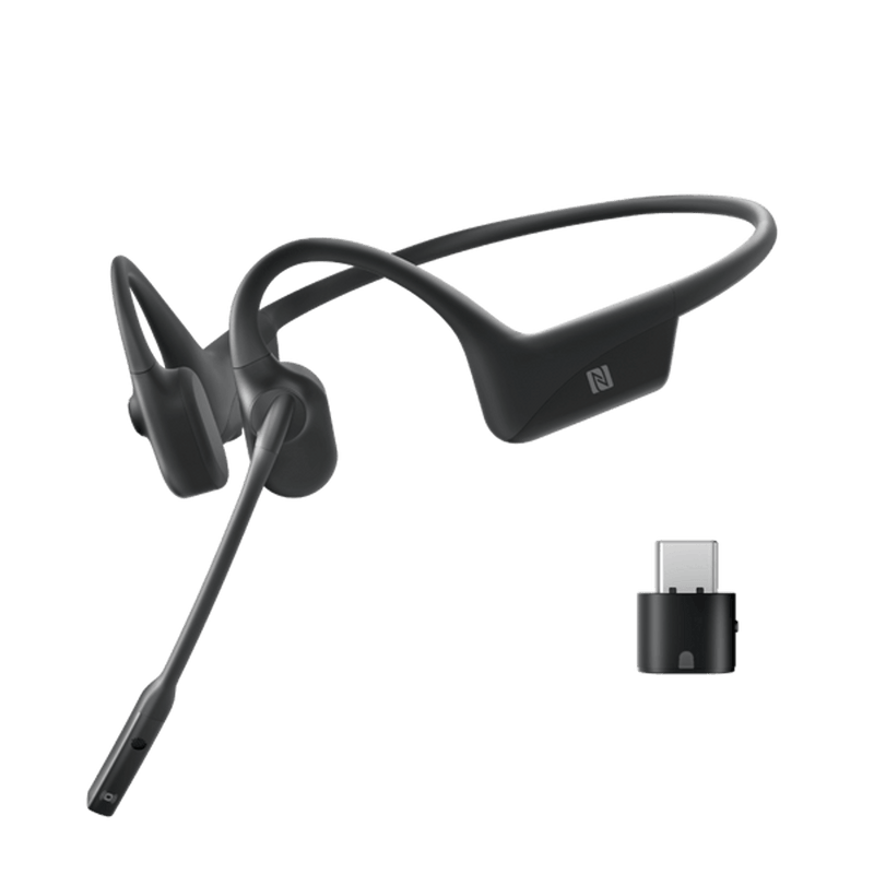 SHOKZ OpenComm UC Stereo Bone Conduction Bluetooth Headset with Wireless USB-C Adapter