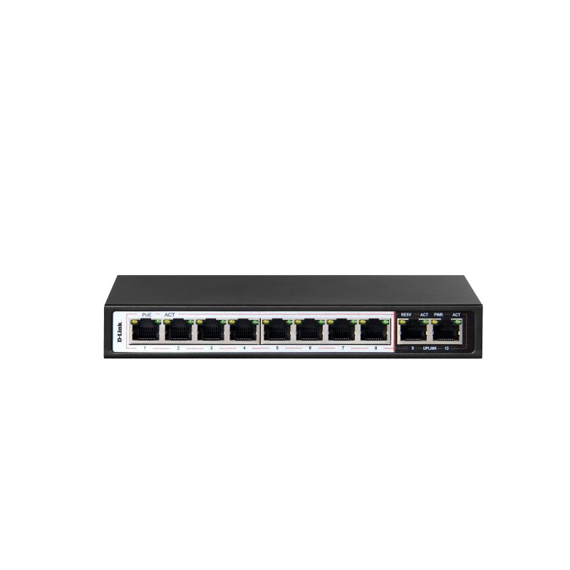 D-Link DES-F1010P-E 10-Port 10/100Mbps PoE Switch with 8 PoE Ports and 2 Uplink Ports
