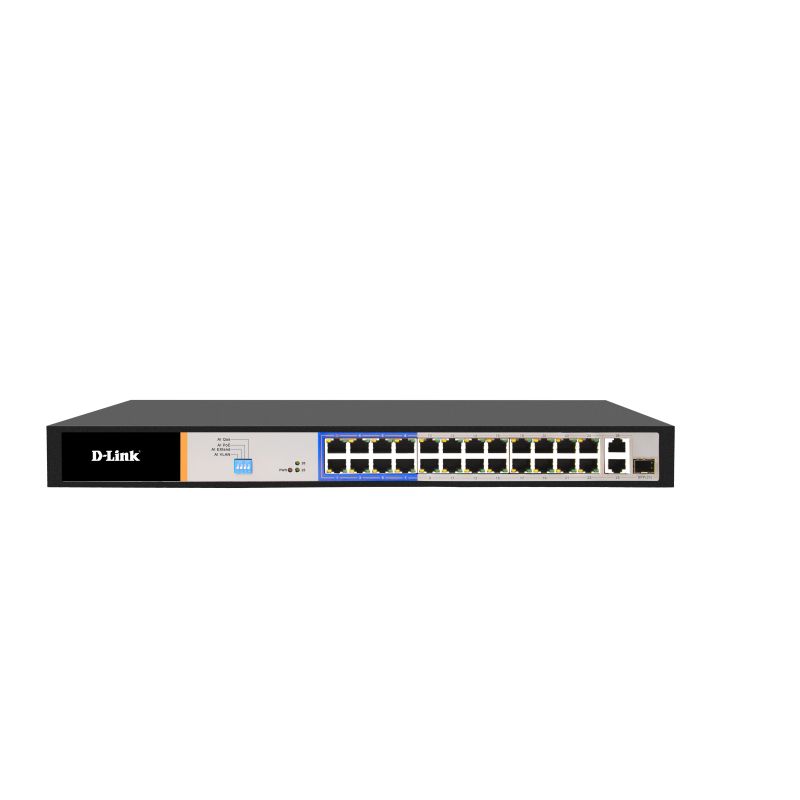 D-Link DES-F1026P-E 26-Port PoE Switch with 24 10/100Mbps Long Reach PoE+ Ports and 2 Gigabit Uplinks
