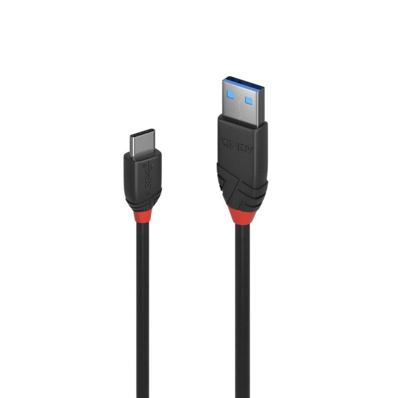 Lindy 1.5m USB C-A 3A Cable Black Line