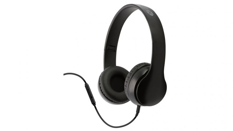 Moki Flip Headphones + Removable 3.5mm Audio Cable & In-line Mic - Black